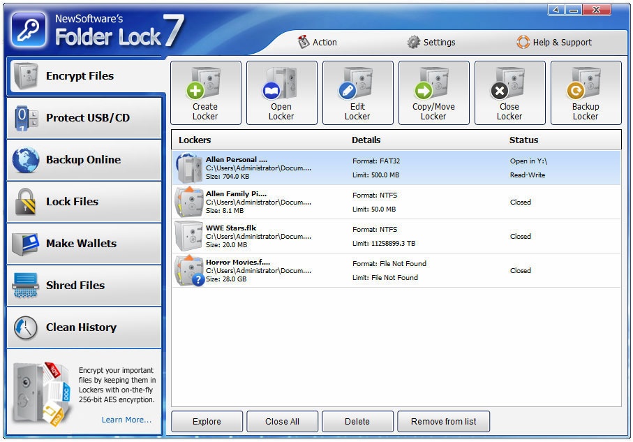 Folder Lock 730 for Windows 7,8 Free Download